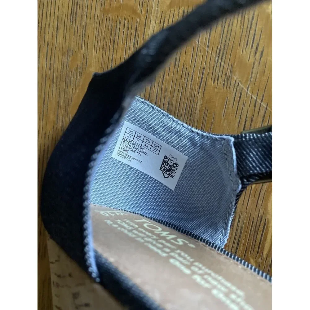 TOMS Wedge Heel Cork/Fabric Buckle Strap Womens Blue Sandals Shoes‎ Size W 10